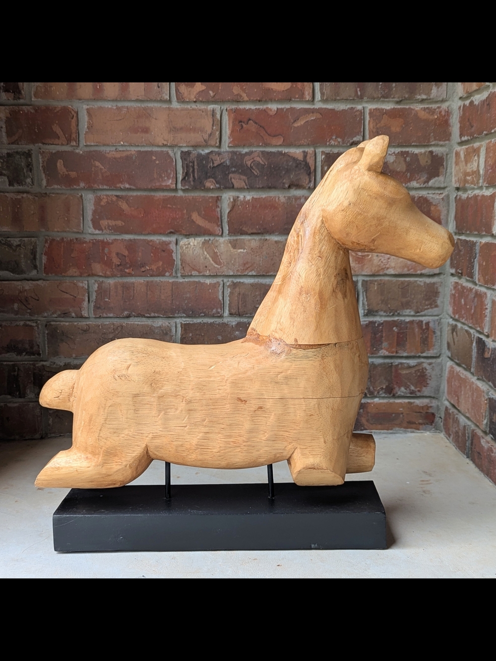 Pottery Barn Horse Equine Carved Wood Sculpture Primitive Farmhouse Decor Rustic - Picture 5 of 9
